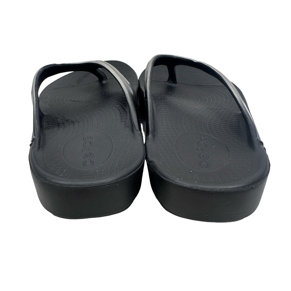 OOFOS OOlala Recovery Sandals Womens 8 EU 39 Black Metallic Silver Flip Flops - Picture 4 of 7